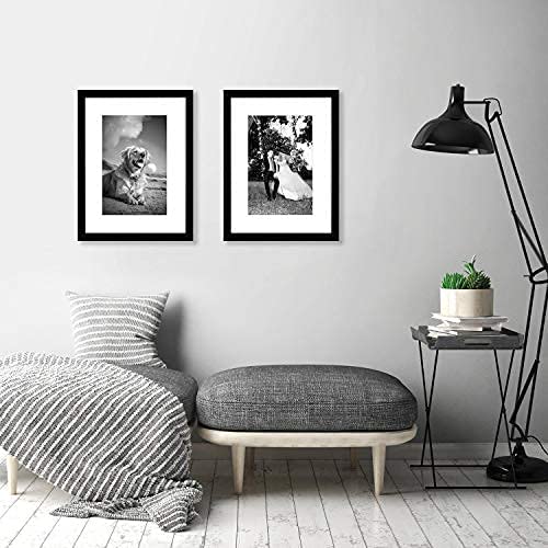 Americanflat 12x16 Picture Frame with Shatter-Resistant Glass - Set of 2 - Use as 8x12 Frame with Mat or Display 12x16 Photo Without Mat - Signature Collection - Picture Frames for Wall - Black | Engineered Wood construction, Shatter-resistant glass, hang