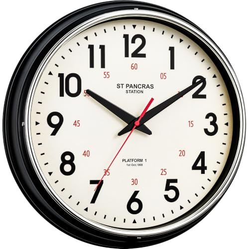 Wall Clock Metal 12.4" Countryside Style Wall Clocks Retro Vintage Classical Silent Non Ticking Easy to Read for Living Room/Kitchen/Bedroom/Office/Bar(12.4" Black) - color: Black