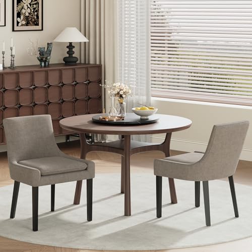 COLAMY Modern Dining Room Chairs Set of 2 with Mid Back and Wood Legs, Upholstered Kitchen Chairs for Dining Room/Living Room, Camel - color: Camel, size: Set of 2