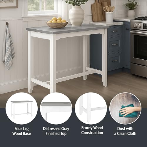 Hillsdale Furniture Hillsdale Clarion Side, Distressed Gray/Sea White Counter Height Table