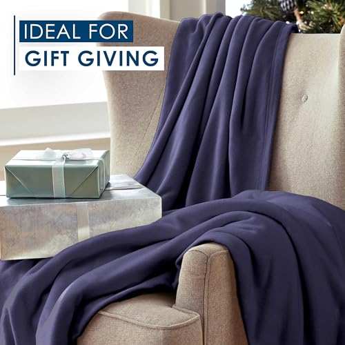 Twin Size Fleece Bed Blanket | Comfy Supersoft Fleece Blanket – All-Season Light Weight Throw Blanket | Luxuriously Soft | Throw Blanket for Couch and Sofa | Machine Wash | Navy - color: Navy, size: Twin