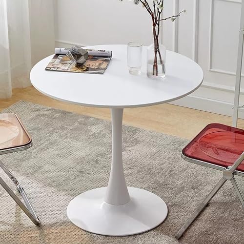 31.5" Tulip Table for 2-4 Persons Modern Round Dining Room Table, Mid-Century Modern White Small Kitchen Table with MDF Wooden Top, Leisure Coffee Table for Living Room, Dining Room, Office - color: White, size: 31.5"