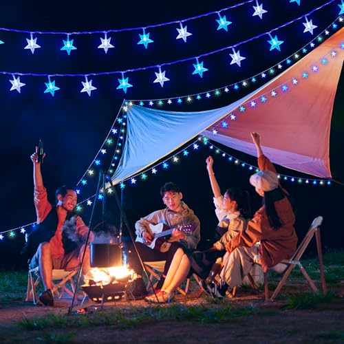 Minetom Star String Lights - color: Blue - 33ft