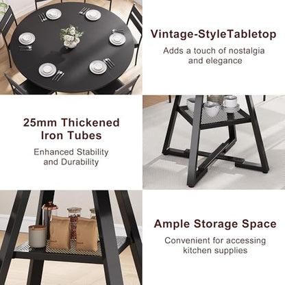 Jocoevol 51'' Round Dining Table,Kitchen Dining Room Circle Dinner Pedestal Table,Space Saving Wood Kitchen & Dining Room Furniture (Black, 51In) - color: Black, size: 51In