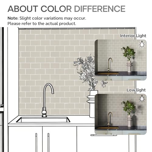 STICKGOO Subway Tile Peel and Stick Backsplash, Thicker Design 12" x 12" Stick on Backsplash Tiles for Kitchen, Bathroom, Wall Tile (10 Sheets, Light Gray Beige) - color: Light Gray Beige