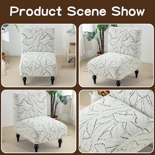 Armless Chair Cover Jacquard Furniture Protector Chenille Accent Chair Covers Elegance Removable Slipper Chair Slipcover for Living Room Army Green - color: Army Green