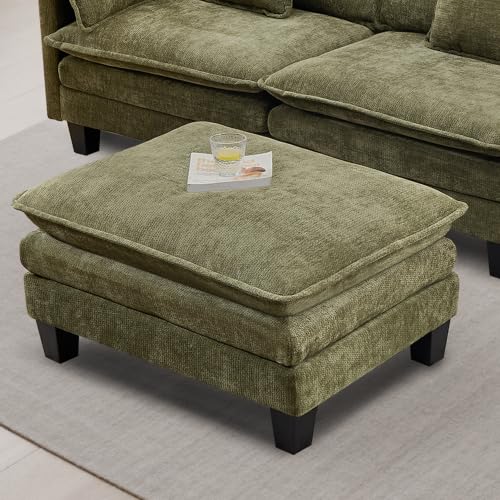 Opiesit Ottoman for Sectional Cloud Couch, Chenille Ottoman for Deep Seat Modular Sofa for Apartment, Living Room and Bedroom, Green - color: Green, size: 25.6"D x 35"W x 19.7"H