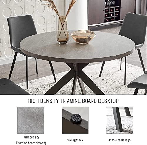 Zerifevni Round Dining Table Set, Mid Century Modern 47 INCH, Leisure Coffee Table, Saving Space (Grey) - color: 1 X Table 4 Grey Chairs