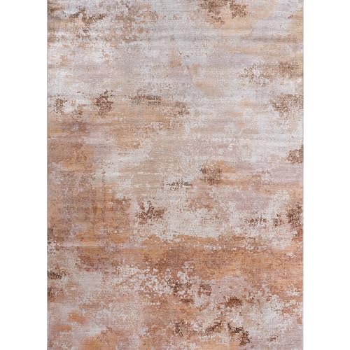 Non Slip Rugs 5x7 Modern Abstract Easy Silk Rubber Backing Soft Area Rug for Living Room Easy to Clean Non Shedding Kitchen for Bedroom Indoor Carpet (Beige - Brown, 5x7) - color: Beige, size: 5' x 7' (Rectangular)