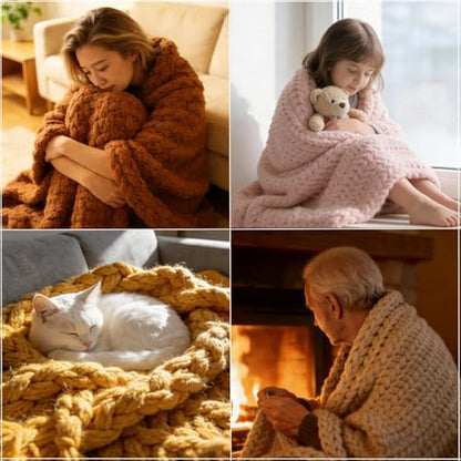 FOBEVTEF 46'' DIY Chunky Knit Blanket Loom, Wooden Loom Frame for DIY Throw Blankets, Adjustable Size Hand Knitting Kit | No Needles Required | Foldable & Portable | Beginner Friendly Yarn Craft - size: 46 inch