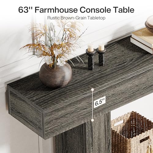 Tribesigns 63" Console Table, Farmhouse 2-Tier Entryway Table with U-Shaped Base, Narrow Long Wood Sofa Table Behind Couch Table for Living Room, Hallway, Foyer, Gray - color: Light Gray