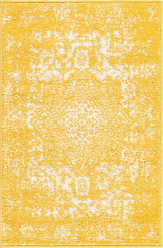 Rugs.com - Arlington Rug – 2' x 3' 1 Yellow Coastal Rug – Ideal for Entryways, Kitchens, and Bathrooms - color: Yellow, size: 2' x 3' (Rectangular)