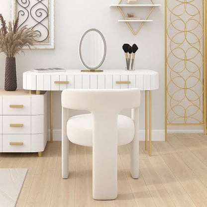 HNY Modern Linen Barrel Single Dining Chair, Ivory | Upholstered Accent Armchair With Wide Seat Elegant Design For Living Room Bedroom Vanity And Small Spaces - color: Ivory Linen