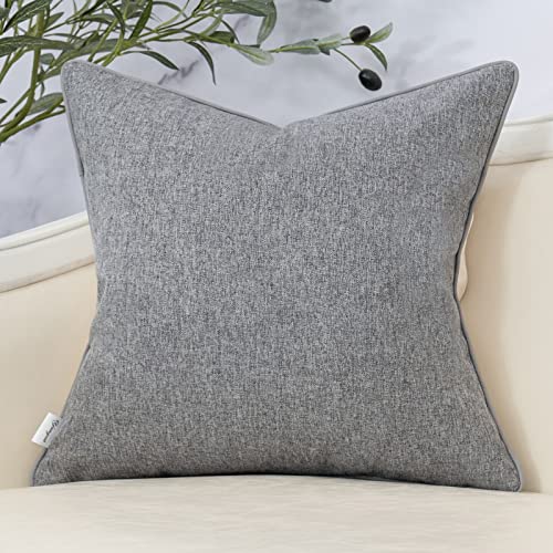 Patchwork Pillow Cover 20x20 Inch Luxury Cotton and Linen Cushion Cover Square Pillowcover for Couch Bedroom Living Room, Gray - color: Grey, size: 20" x 20" (Pack of 1)
