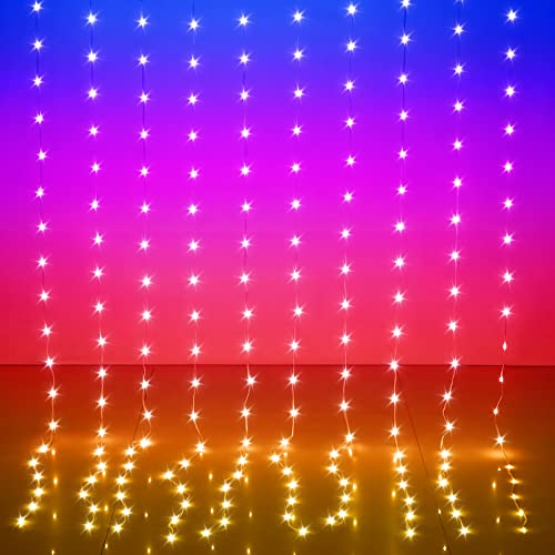 LED Curtain Lights, 9.8ft x 7.8ft 240 LED RGB Color Changing String Fairy Lights Curtain-Smart APP Control, Music & Voice Sync for Bedroom Backdrop Indoor Outdoor Christmas Decorations - size: 240-LED RGB 9.8ft x 7.8ft