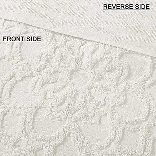 Madison Park Lightweight, Breathable Chenille Tufted Cotton Quilt, Shabby Chic Boho Medallion Design, Tassel Fringe Bedspread Coverlet, Shams Twin/Twin XL(68"x92"), Laetitia, Ivory 2 Piece | Lightweight Bedding Set, Shabby Chic, Boho, Medallion, Floral, M
