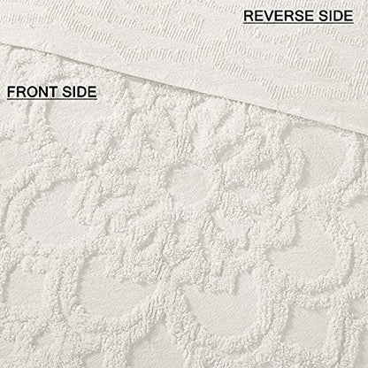 Madison Park Lightweight, Breathable Chenille Tufted Cotton Quilt, Shabby Chic Boho Medallion Design, Tassel Fringe Bedspread Coverlet, Shams Twin/Twin XL(68"x92"), Laetitia, Ivory 2 Piece | Lightweight Bedding Set, Shabby Chic, Boho, Medallion, Floral, M