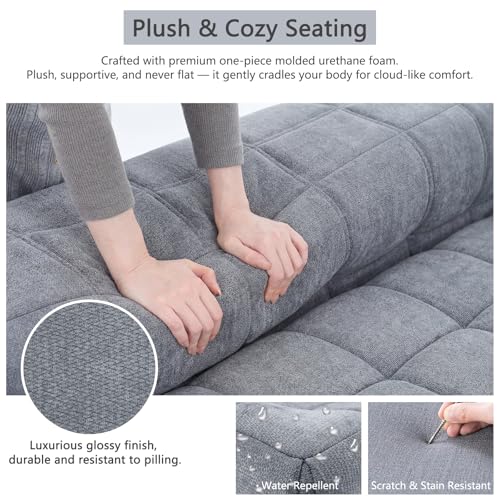 Loveseat Sofa,63" Boneless 2 Seater Couches,Sectional Foam Couch with Pillow,Comfy Floor Lounge Sleeper Sofa for Modern Living Room,Bedroom,Apartment,Office,Small Space,Grey - size: LOVESEAT