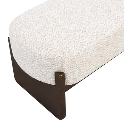 Christopher Knight Home Arden Minimalist Style Rectangular Loop Yarn Fabric Ottoman Bench, Rubberwood Frame, Entryway Bench, Living Room Sofa Extra Seat, End of Bed Footstool, Beige+Brown - color: Beige+brown