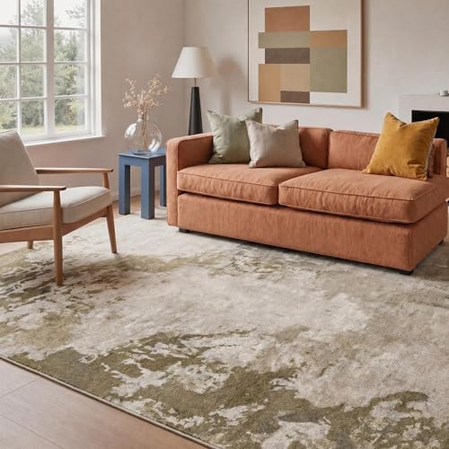 BEIMO 5X7 Modern Abstract Area Rug, Washable Non Slip Soft Living Room Rug | Artistic Rug in Dusty Beige, Soft Faux Wool Rug for Bedroom and Dining Room, Non-Shedding, Easy Care, Lightweight, Low Pile - color: Dusty Beige, size: 5' x 7' (Rectangular)