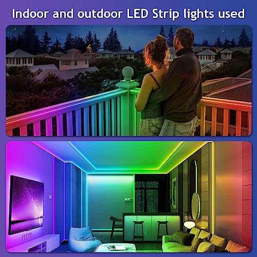 LETIANPAI 200ft Outdoor LED Strip Lights Waterproof, IP68 Outside Led Light Strips with App and Remote,Music Sync RGB Exterior Rope Self Adhesive Back for Deck,Balcony,Pool - size: 200FT Outdoor