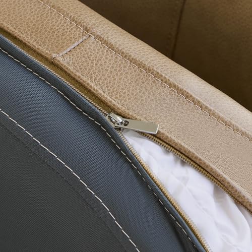 CHITA Genuine Leather Swivel Barrel Accent Chair, Fully Assembled, Mocha | Modern Armchair with FSC Certified Wood Frame, Living Room Chair for bedroom & office, 31.5"Dx32.3"Wx28.7"H, 350 Lbs Capacity - color: Mocha - Genuine Leather