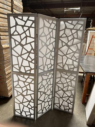 Mosaic Breeze Room Divider, 3-8 Panel (Silver, 3 Panel) - color: Silver, size: 3 Panel