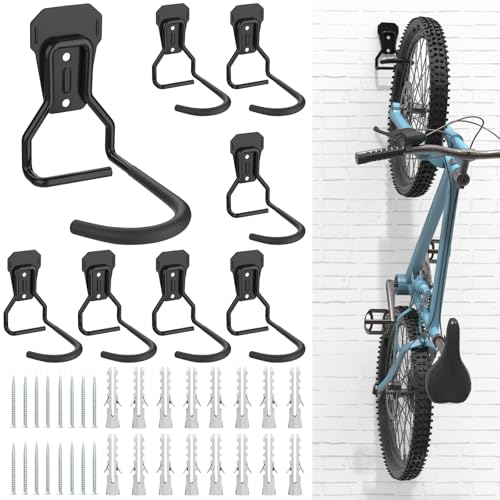Housolution Bike Wall Mount with Fixed Hook, [8 Pack] Bike Storage Rack | Bike Rack Vertical Stand for Garage - Easily Hang/Detach - with Screws Iron Bike Hanger Brackets - size: 8 Pack
