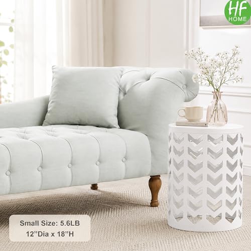 HFHOME Nesting Coffee Tables Set of 3, Industrial Metal Stacking Accent Side Tables Circle Table for Small Space, Living Room, Apartment, Bedroom Indoor - White - color: Classic White