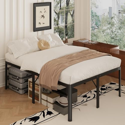 Yicensen 22 Inch High Full Bed Frame with Rounded Corner Legs, Heavy Duty Full Size Metal Platform Bed Frame No Box Spring Needed, Easy Assembly, Noise Free, Black - size: Full, style: 22 Inch