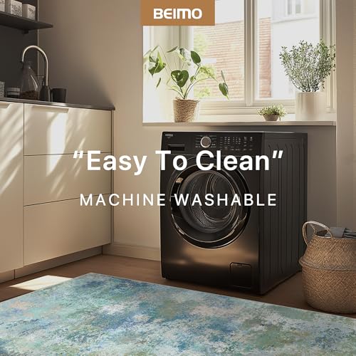 BEIMO Area Rugs 10x14 for Living Room, Blue Green Washable Abstract Rug | Modern Abstract Rug Soft Low Pile Non Slip Bedroom Dining Room Office Large Carpet, Easy Care Vacuum Friendly - color: Aquamarine/Blue Green, size: 10' x 14' (Rectangular)