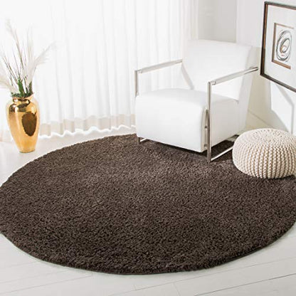 SAFAVIEH August Shag Collection 3' Round Brown AUG900T Solid 1.2-inch Thick Area Rug - color: Brown, size: 3' (Round)