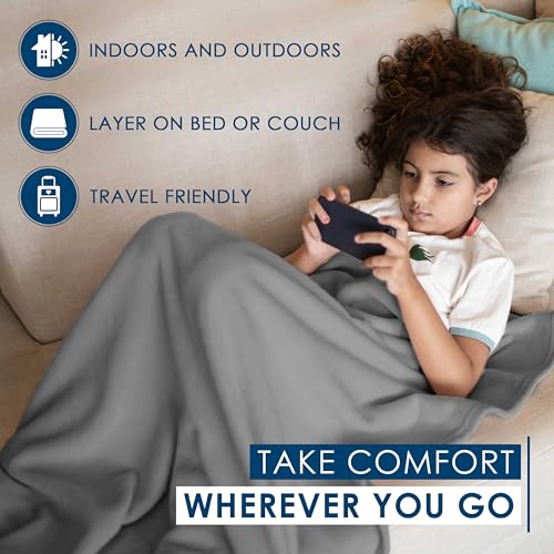 Twin Size Fleece Bed Blanket | Comfy Supersoft Fleece Blanket – All-Season Light Weight Throw Blanket | Luxuriously Soft | Throw Blanket for Couch and Sofa | Machine Wash | Gray | (Pack of 2) - color: Grey, size: Twin (Pack of 2)
