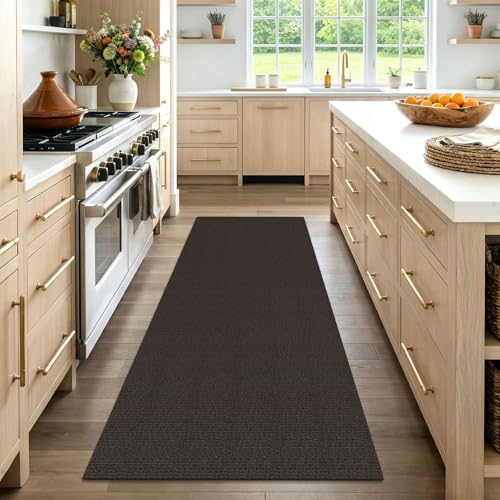 Washable Runner Rug, Non Slip Entry Runner, 3x7 Ft, Taupe/Coffee | Washable Braided Runner Carpet, Non Slip Rubber Dot Backed, For Hallway, Kitchen, Entryway, Bedroom, Laundry Room, Foyer - color: Taupe/Coffee, size: 3' x 7' (Rectangular)