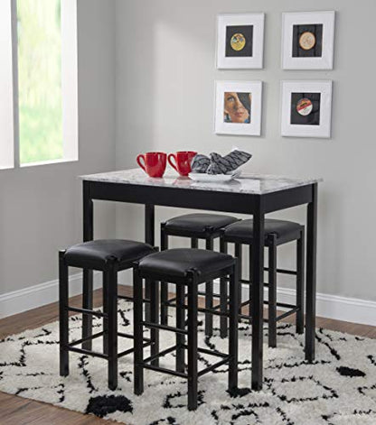 Space Saving Design, Black Finish, Faux Leather Seats, 36 Inch Counter Height Table - color: Black
