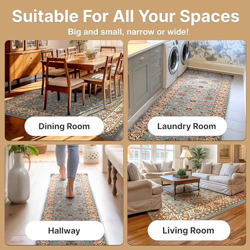 Well Woven Barclay Collection Sarouk Light Blue 8 ft Round Rug - for Living Room, Bedroom, and Dining Room - color: Light Blue, size: 7'10" (Round)