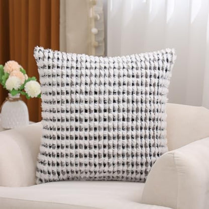 LUOYEHK Boho Throw Pillow Covers 20x20 Inch Set of 2 Chenille Tufted Pillowcase Farmhouse Neutral Cushion Covers for Couch Sofa Bed Living Room, Black Gray - color: Black Gray, size: 20" x 20" (Pack of 2)
