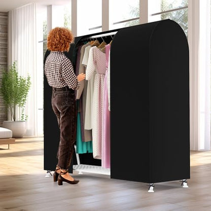 Zilink Garment Rack Cover Clothes Rack Cover Wardrobe Cover 60in, Black | Dustproof, Breathable, 2 Durable Zippers, Garment Bags Protector for Garment Rack (Rack Not Included) - size: 60"L x 20"W x 60"H - Black