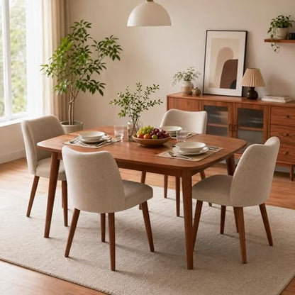 GarveeHome Dining Chairs Set of 4, Modern Hollow Back Dining Room Chair | Upholstered Kitchen Chairs with Adjustable Foot Pads, Wooden Dinner Chair for Kitchen Dining Room - color: Camel