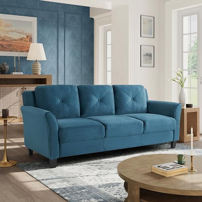 Studio Living Harrington 80.3" Sofa, Transitional Modern, Pocket Coil Comfort, Easy Assembly, Woven Fabric, Blue - color: Blue, size: Sofa