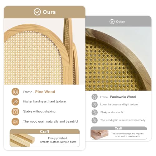 3-Panel Hand-Woven Rattan Room Divider, Tall Foldable Privacy Screen with Wooden Frame - Freestanding Portable Partition for Home Office, Bedroom, Bathroom(Natural-Wave) - color: Natural-wave