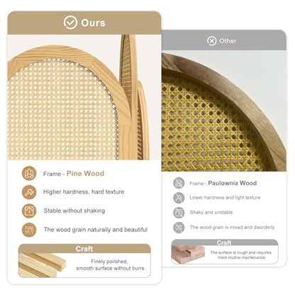 3-Panel Hand-Woven Rattan Room Divider, Tall Foldable Privacy Screen with Wooden Frame - Freestanding Portable Partition for Home Office, Bedroom, Bathroom(Natural-Wave) - color: Natural-wave