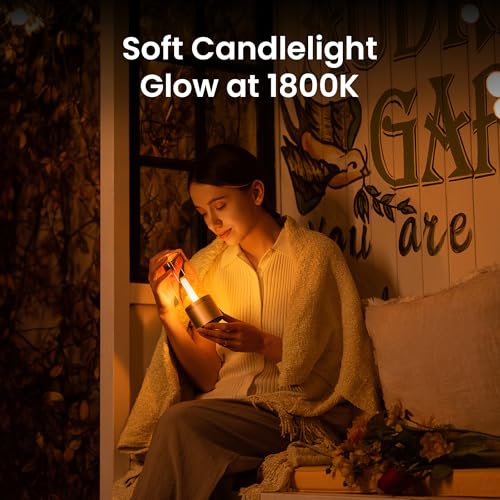 YEELIGHT Cordless Table Lamp, Portable Ambient Lighting, 1800K Warm Amber Light, USB-C Rechargeable, Twist Dimming, Candlelight Breathing Mode, Battery Operated Lamp for Home, Table, Bar, Cafe Decor