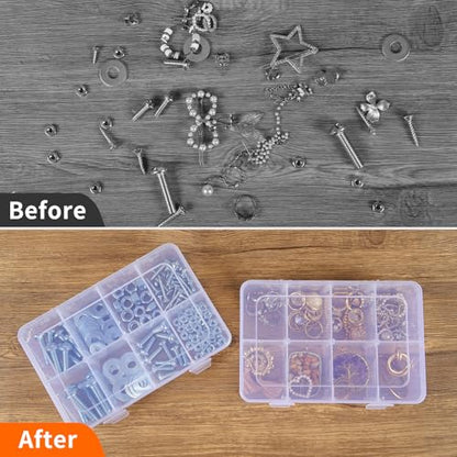 QUEFE Bead Organizer Box 4 Pack 8 Grid Plastic Tackle Box Storage Dividers | Plastic Organizer, Removable Dividers, for Candies Snacks Electronics Jewelry and Small Parts, Drawer and Craft Storage - size: 4pcs