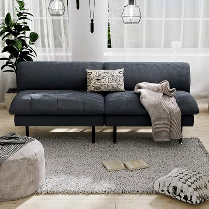 Ribilake 2 Sets 70" Futon Sofa Bed, 4 in 1 Multi-Function Couch Sleeper with Adjustable Backrest, Modern Convertible Futon, Recliner Small Loveseat for Living Room, Grey - color: Grey, size: 2 Sets