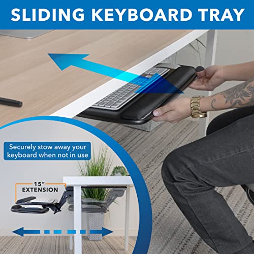 Mount-It! Under Desk Keyboard Tray, Adjustable Slide-Out Keyboard, Black | With Mouse Platform, 20.5" W × 11" D, Ergonomic Wrist Rest, Tilt & Swivel, Heavy-Duty Bolt-On Keyboard Drawer for Home Office - color: Black