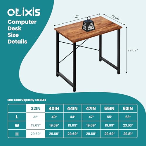 OLIXIS Small Computer Desk, Writing Desk, Home Office, 32 Inch | Study Table, X-Shaped Metal Frame, Scratch-Resistant Tabletop, Bedroom Spaces Setup, Rust - color: Sleek Rust, size: 32 Inch