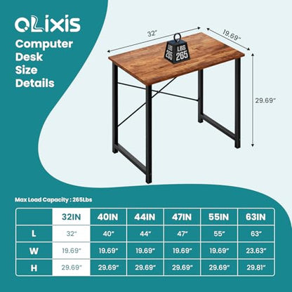 OLIXIS Small Computer Desk, Writing Desk, Home Office, 32 Inch | Study Table, X-Shaped Metal Frame, Scratch-Resistant Tabletop, Bedroom Spaces Setup, Rust - color: Sleek Rust, size: 32 Inch
