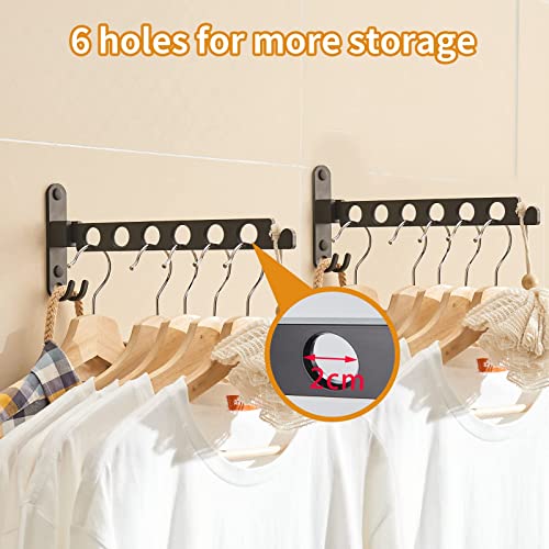 JOOM Wall Mounted Clothes Drying Rack, Black, 2 Pack | Folding Clothes Hanger for Laundry Room, Retractable wall hanger folds flat, saves space in closets, bathrooms, Small Spaces - size: Two pack