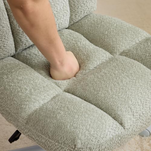 VINGLI Cute Armless Small Vanity Chair w/Plush Cushion &Fluffy Backrest, Comfy Swivel Chenille Office Desk Chair with 360° Wheels, Height Adjustable Makeup Chair for Bedroom&Dressing Room, Mint Green - color: Mint Green